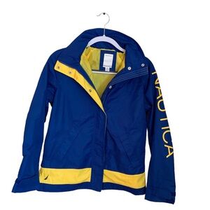 Nautica Womens Windbreaker Rain Jacket  Out Blue Yellow Rain Size M #1080